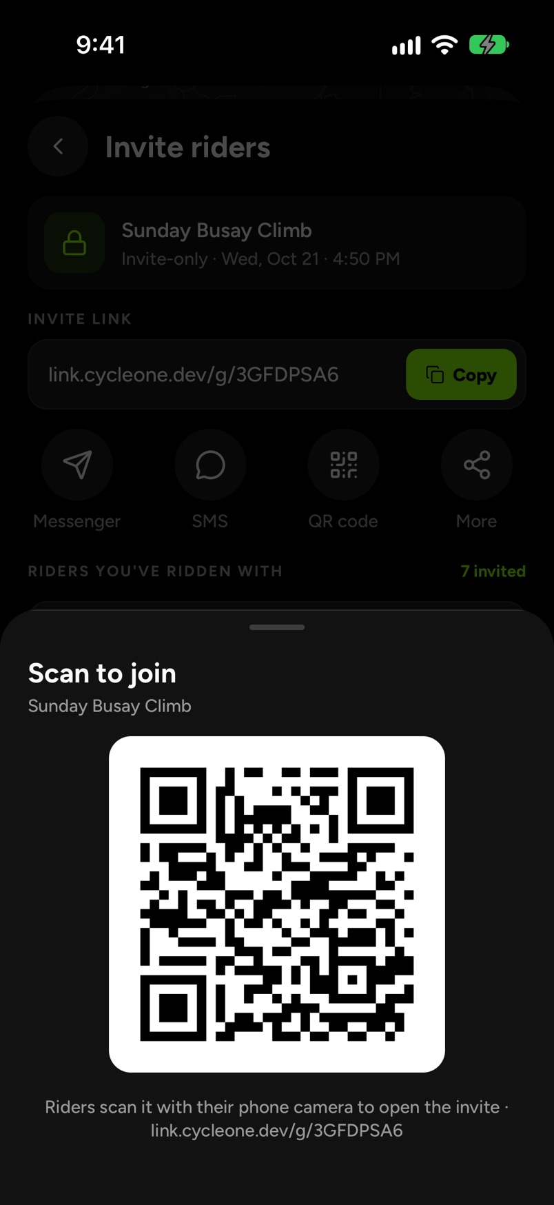 Invite riders with a QR code