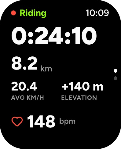CycleOne on Apple Watch: ride time, distance and heart rate
